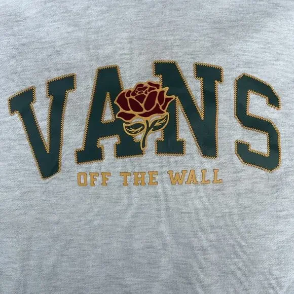 VANS Off The Wall gray hoodie sweatshirt with Rose size medium - Picture 4 of 9